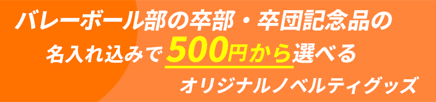 バレーボール部の卒部・卒団記念品の名入れ込みで500円