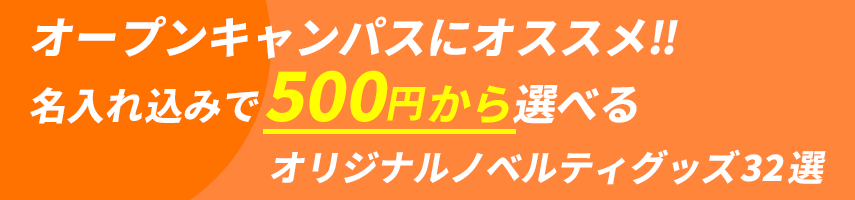 オープンキャンパス向けの展示会にオススメ‼ 名入れ込みで500円から選べるオリジナルノベルティグッズ32選