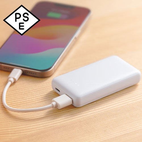 サンワサプライ モバイルバッテリー 4000mAh 小型 軽量 Type-C×1 USB A×1 スマホ タブレット 機内持ち込み対応 PSE認証済み モバ充 ホワイト