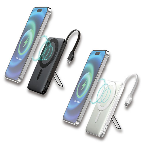 エアージェイ 準個体安全モバイルバッテリー5000mA マグセーフ、スタンド、インジケータ付