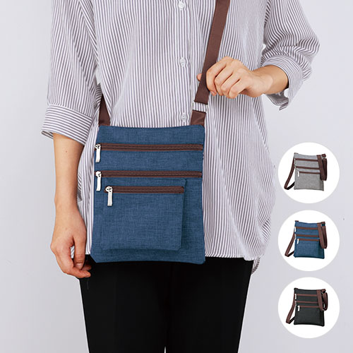 4ファスナーポケットショルダーバッグ