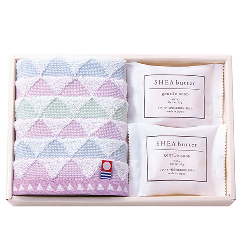 今治うろこ模様ミニタオル&石けん2Pセット