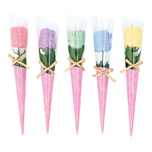 ふんわりローズ花束ミニタオル