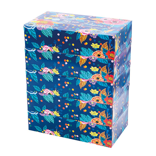 エコフラワーBOXティッシュ150W 5個組