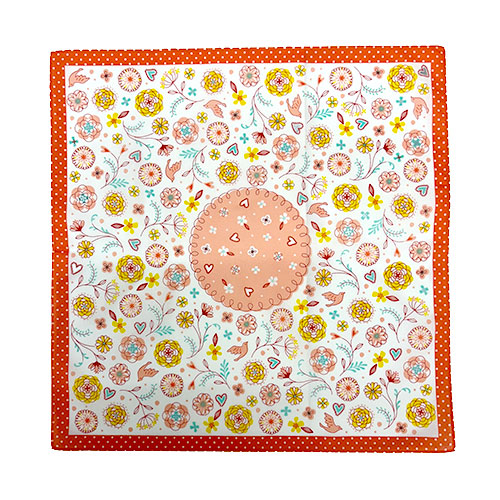 普通判プリントハンカチ 花と鳥（No.5）