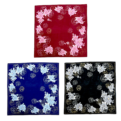 普通判プリントハンカチ バラ（No.7）