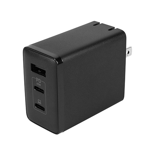 オウルテック 最大PD65W出力 GaN採用 USB Type-C×2 USB Type-A×1 AC充電器