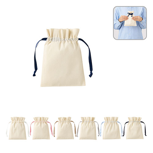 コットンカラーリボン巾着(S)