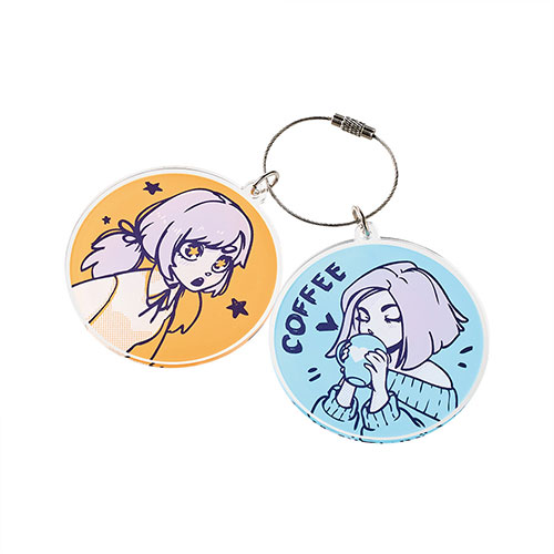 ワイヤーリング2連アクリルキーホルダー65×67mm+65×67mm　※オリジナルのみ