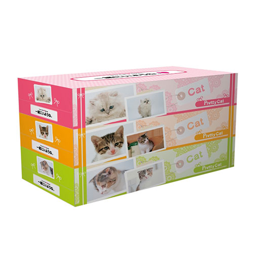 プリティキャットBOXティッシュ130W3個組