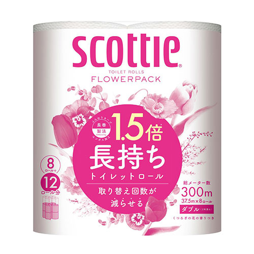 スコッティフラワーパック1.5倍長持ち8ロールダブル(37.5m)